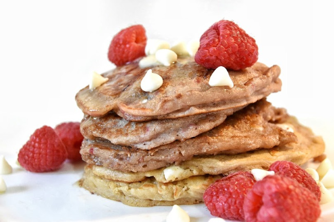 Krusteaz White Chocolate Raspberry Pancakes