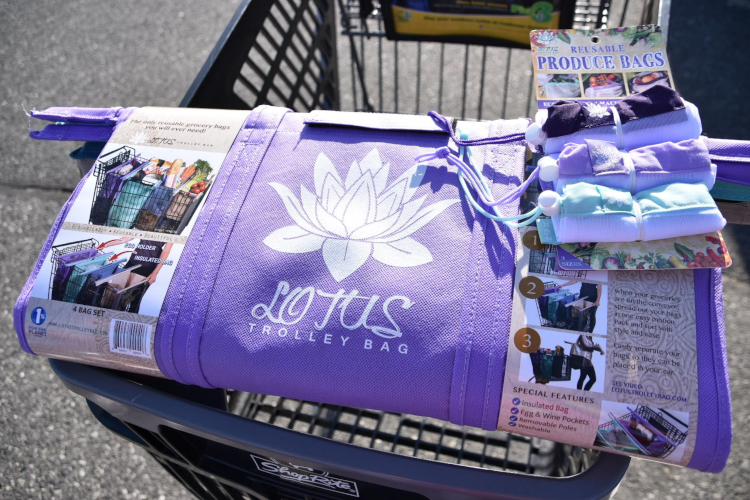 Lotus Trolley Bags are reusable grocery bags that organize your cart!