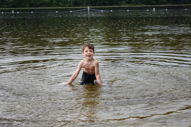 Swimming in the lake at Hickory Run State Park.