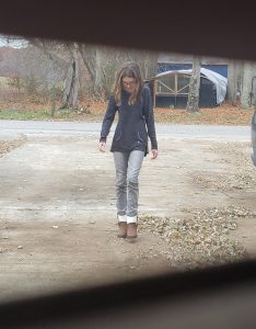 proud girl in her women's shoes