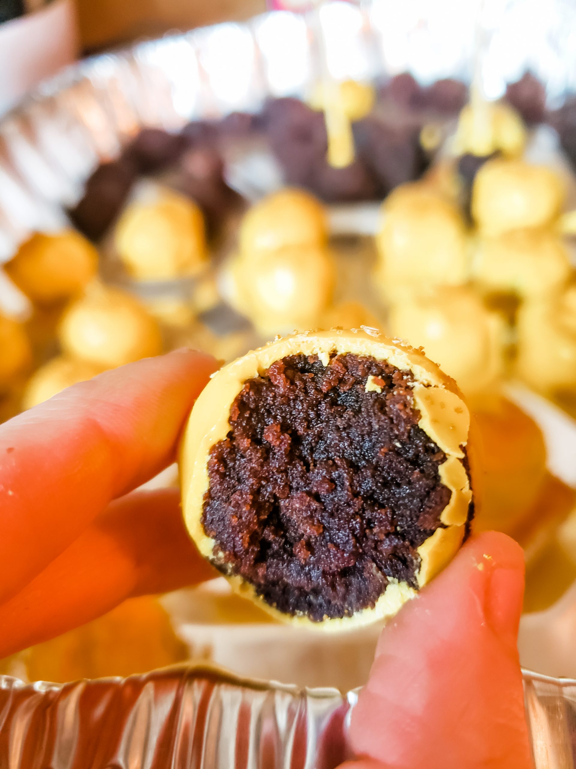 golden snitch brownie truffles