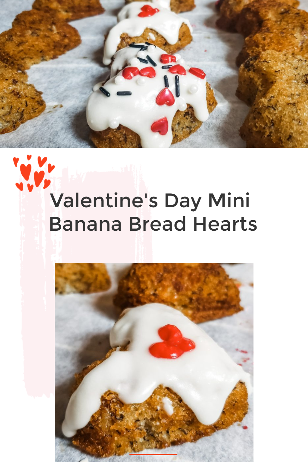 Valentine's Day mini banana bread hearts pin
