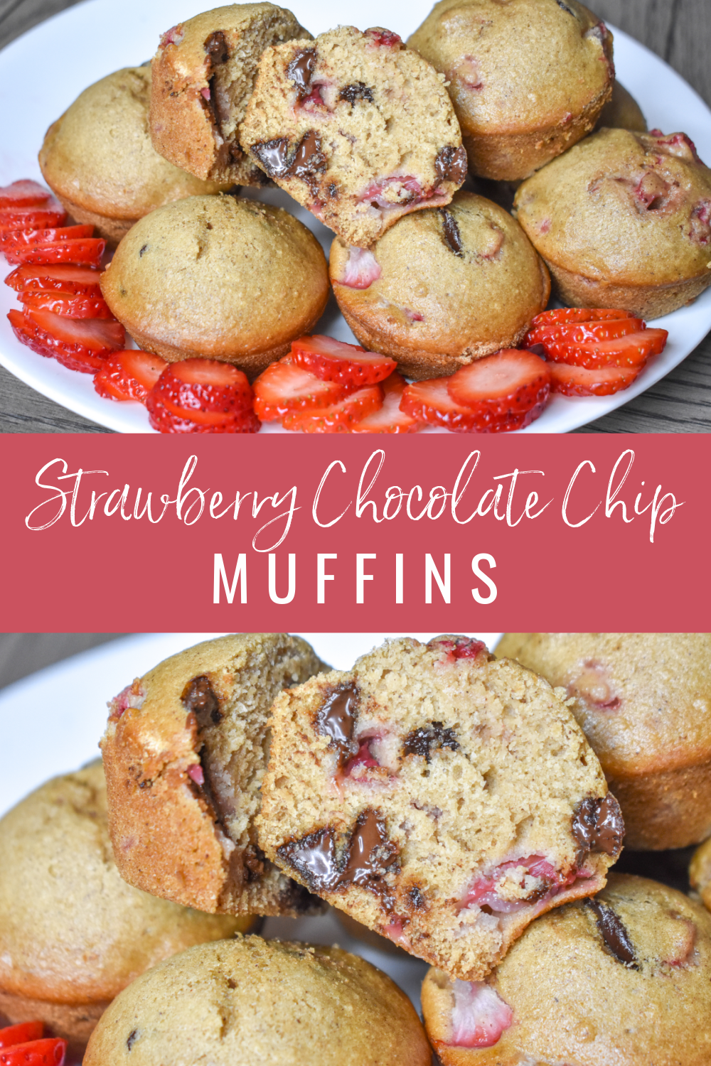 strawberry chocolate chip muffins pin